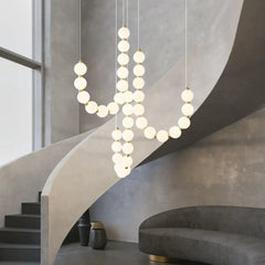 Lampara tipo araña moderna diseño con forma de collar de perlas