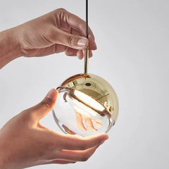 Lampara colgante mesita noche diseño moderno creativo con esfera de vidrio