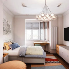 Lampara colgante cristal blanco con diseño de bola burbuja