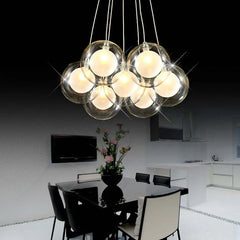 Lampara colgante cristal blanco con diseño de bola burbuja
