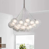 Lampara colgante cristal blanco con diseño de bola burbuja