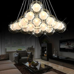 Lampara colgante cristal blanco con diseño de bola burbuja