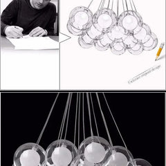 Lampara colgante cristal blanco con diseño de bola burbuja