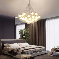 Lampara colgante cristal blanco con diseño de bola burbuja