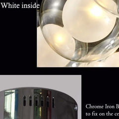 Lampara colgante cristal blanco con diseño de bola burbuja