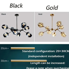 Lamparas de cristal de techo modernas estilo esférico y ramificado