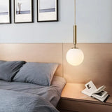Lámpara colgante blanca y dorada esférico diseño estilo nórdico LED