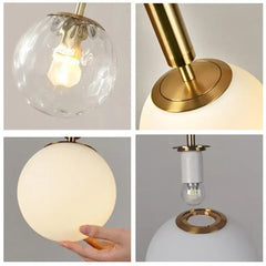 Lámpara colgante blanca y dorada esférico diseño estilo nórdico LED