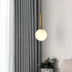 Lámpara colgante blanca y dorada esférico diseño estilo nórdico LED