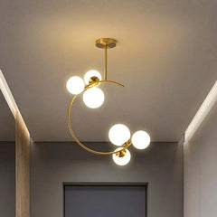 Lamparas colgantes doradas diseño moderno y creativo con LED