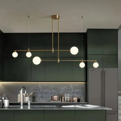 Lámpara colgante lineal LED moderna cobre regulable para isla cocina