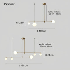 Lámpara colgante lineal LED moderna cobre regulable para isla cocina