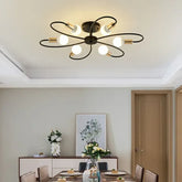 Lamparas de techo LED para comedor diseño de pétalos dorados