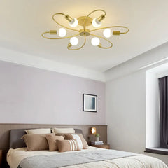 Lamparas de techo LED para comedor diseño de pétalos dorados