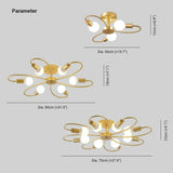 Lamparas de techo LED para comedor diseño de pétalos dorados