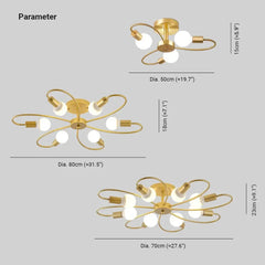 Lamparas de techo LED para comedor diseño de pétalos dorados