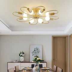 Lamparas de techo LED para comedor diseño de pétalos dorados