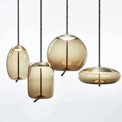 Lámpara colgante globo de vidrio estilo nórdico con LED para dormitorio