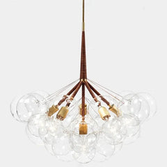 Lámpara de araña racimo moderna de vidrio regulable en altura para comedor