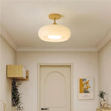 Lámpara de techo para pasillo LED de vidrio y madera Bauhaus