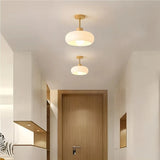 Lámpara de techo para pasillo LED de vidrio y madera Bauhaus