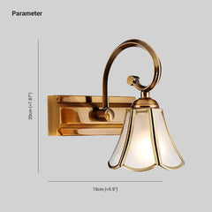 Aplique de pared dorado vidrio en forma de flor