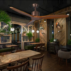 Luz de ventilador de comedor vintage de madera de madera de tres cuchillas