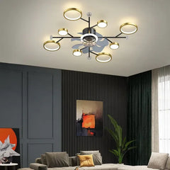 Plafón LED ventilador moderno y creativo para dormitorio