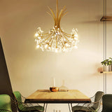 Lámpara de araña de cristal floral moderna LED regulable para comedor