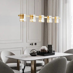 Lámpara colgante de vidrio para comedor de lujo ligero y estilo moderno