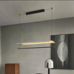 Lámpara colgante alargada minimalista LED regulable en altura para comedor