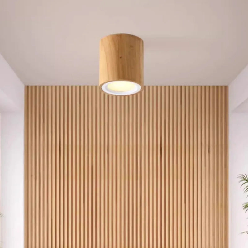 Downlight LED Cilíndrico de Madera Estilo Nórdico para Pasillo