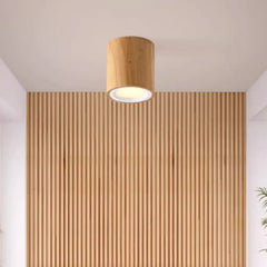Downlight LED Cilíndrico de Madera Estilo Nórdico para Pasillo