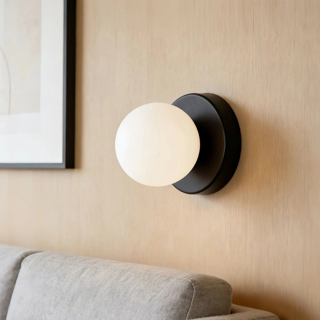 Aplique de pared con esfera de vidrio macaron moderno para dormitorio