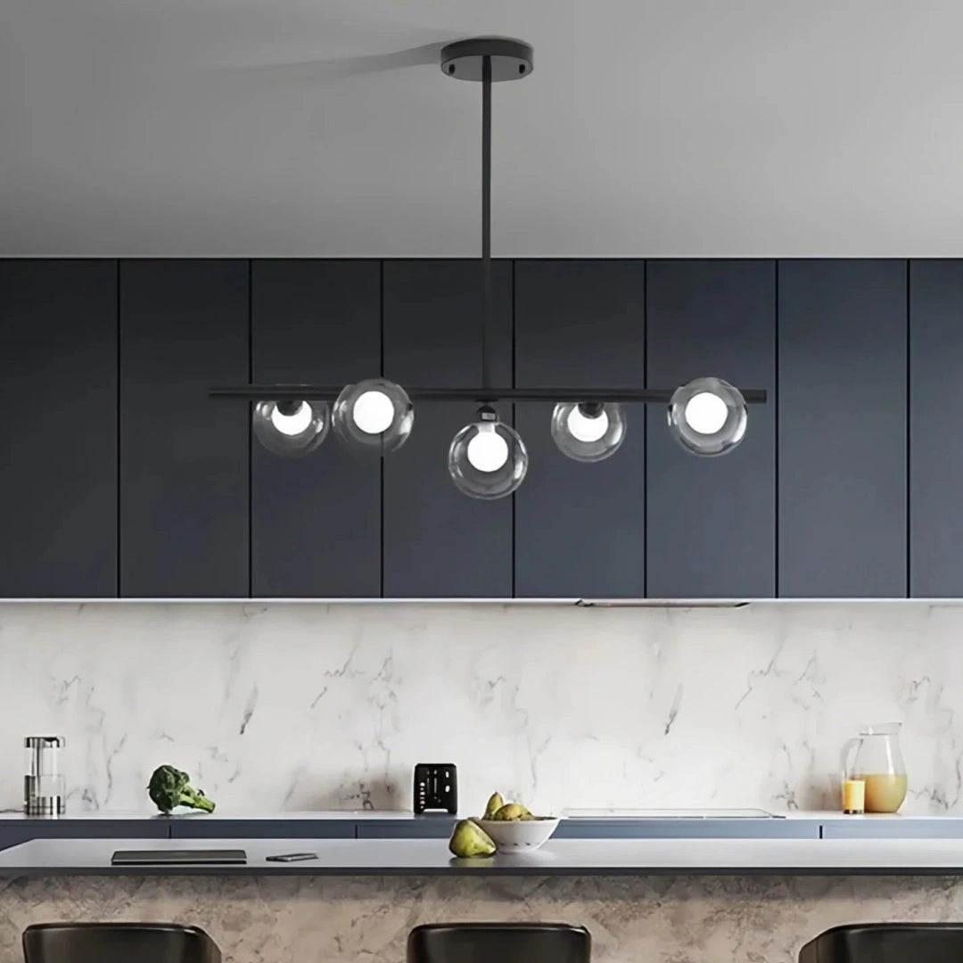 Lámpara colgante de globos de vidrio moderna con LED para isla de cocina