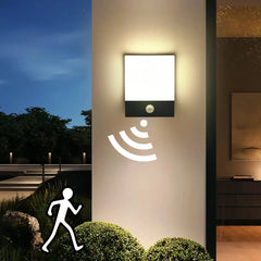 Aplique con sensor de movimiento para exterior LED negro rectangular IP65