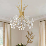 Lámpara de araña de cristal floral moderna LED regulable para comedor