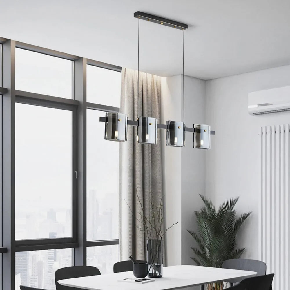 Lámpara colgante de vidrio para comedor de lujo ligero y estilo moderno