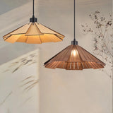 Lámpara colgante de madera Wabi-Sabi LED regulable en altura para comedor