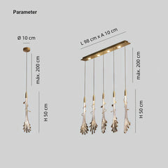 Lámpara colgante de cristal dorado diseño moderno LED regulable para comedor