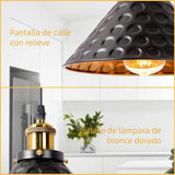Lámpara colgante industrial negra LED cónica regulable en altura para comedor