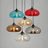 Lámpara colgante de vidrio de colores vintage regulable en altura para comedor