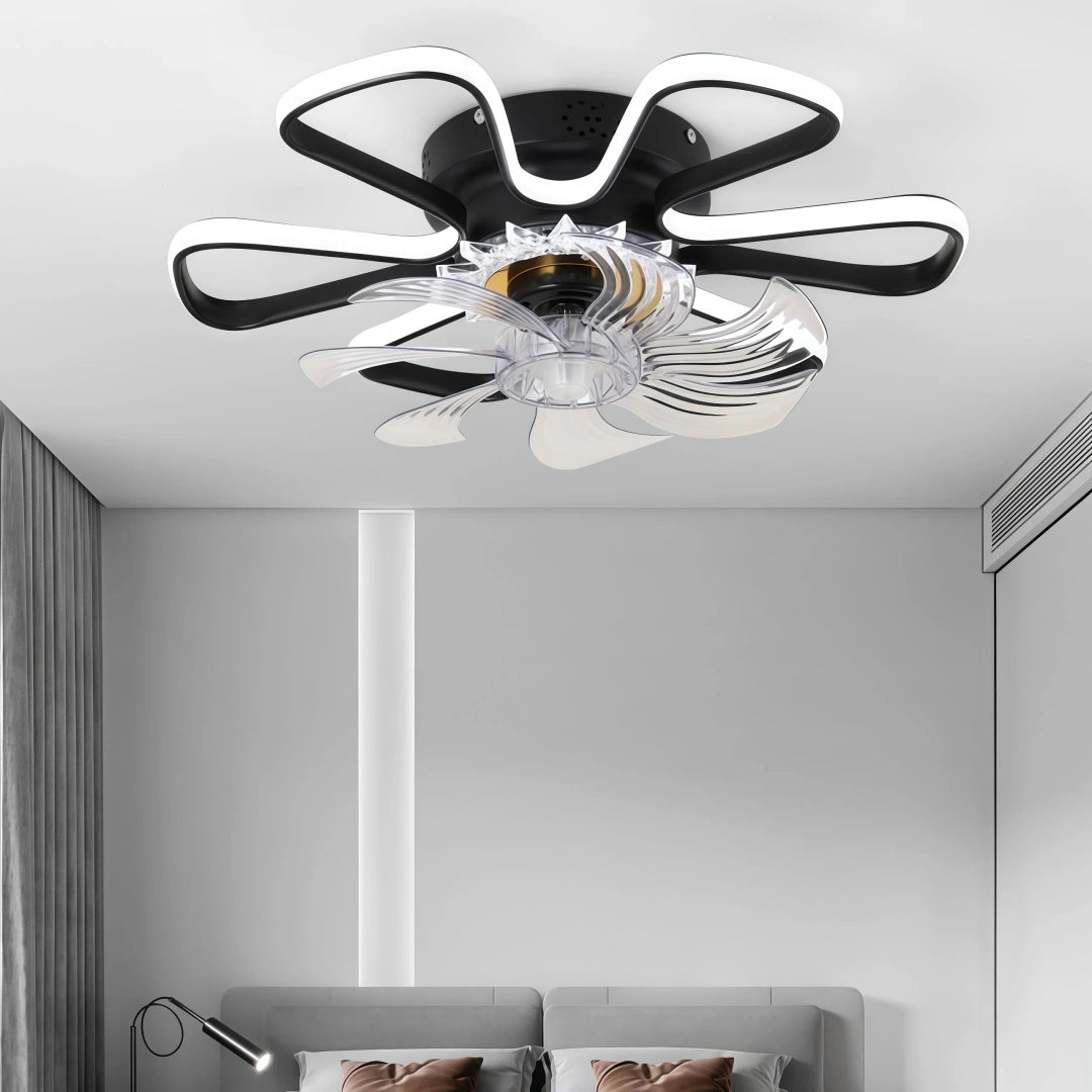 Ventilador de techo en forma de flor LED oscilante Ø50 cm para dormitorio