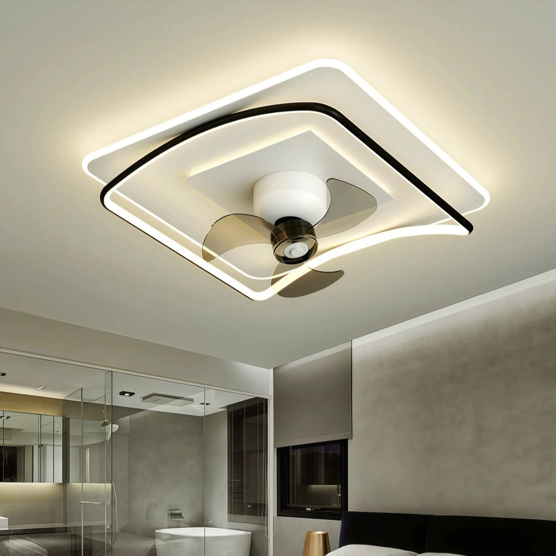 Ventilador de techo moderno con luz LED silencioso y oscilante para dormitorio