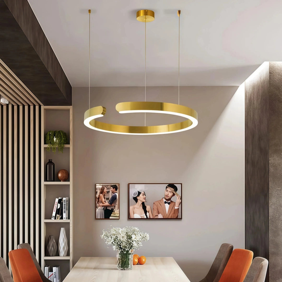 Lámpara colgante de anillo moderna con LED regulable en altura para comedor