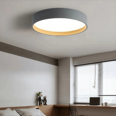 Plafón circular moderno LED de metal con efecto madera para dormitorio