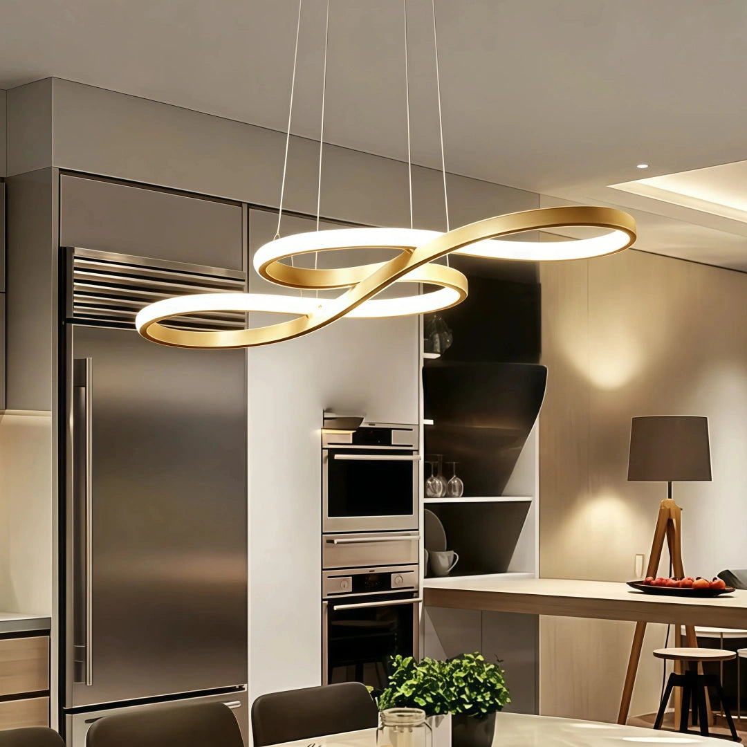 Lámpara colgante Infinito de diseño moderno con LED para comedor