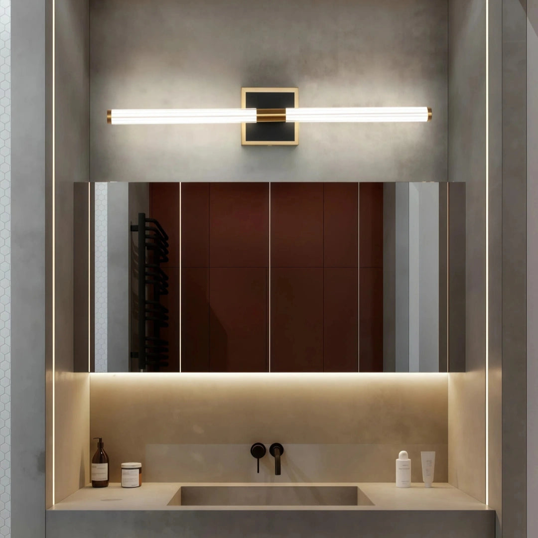 Aplique para espejo de baño LED moderno con diseño tubular IP44