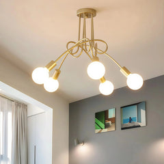 Lámpara de techo 5 luces moderna LED con brazos curvos para salón