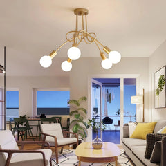 Lámpara de techo 5 luces moderna LED con brazos curvos para salón